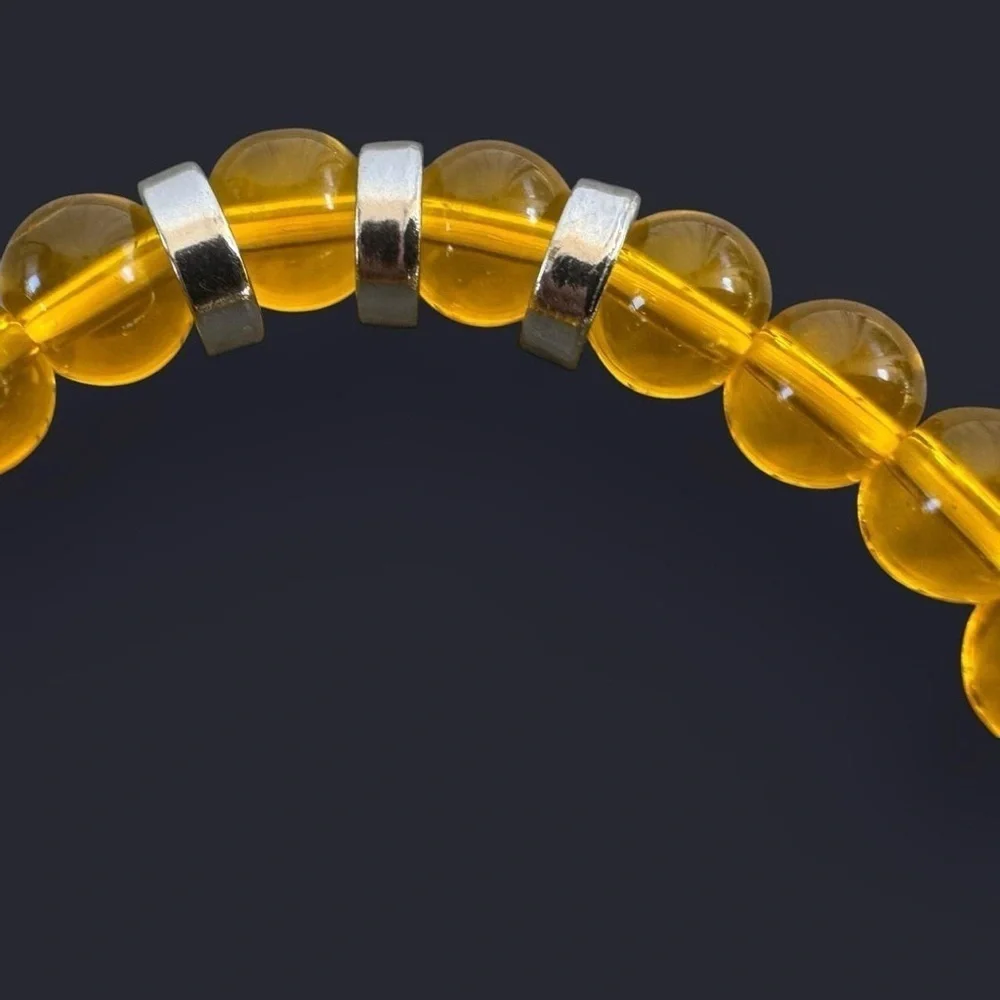 Gold Glass Bead Bracelet 8mm